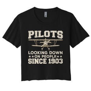 Funny Pilot Design For Aviation Airplane Pilot Women's Crop Top Tee