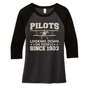 Funny Pilot Design For Aviation Airplane Pilot Women's Tri-Blend 3/4-Sleeve Raglan Shirt