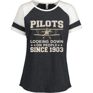 Funny Pilot Design For Aviation Airplane Pilot Enza Ladies Jersey Colorblock Tee