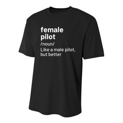 Female Pilot Definition Youth Performance Sprint T-Shirt