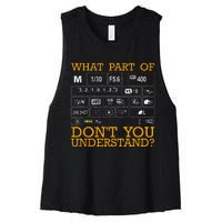 Funny Photography Design  Photographer Instructors Women's Racerback Cropped Tank