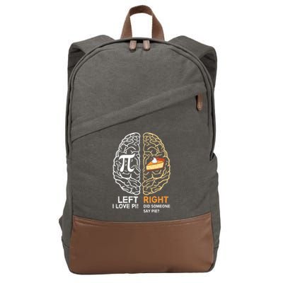 Funny Pi Day Left Vs Right Brain Pie Shirt Math Geek Gift Cotton Canvas Backpack