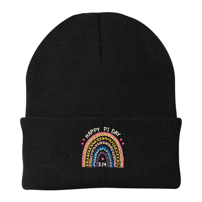 Funny Pi Day Math Teacher Pi Day Geek Nerd Leopard Rainbow Knit Cap Winter Beanie