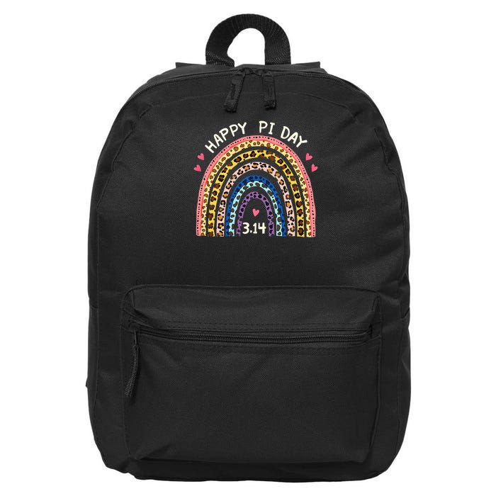 Funny Pi Day Math Teacher Pi Day Geek Nerd Leopard Rainbow 16 in Basic Backpack