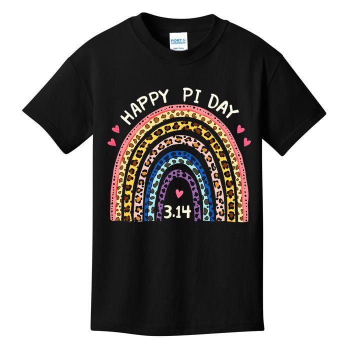 Funny Pi Day Math Teacher Pi Day Geek Nerd Leopard Rainbow Kids T-Shirt