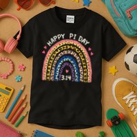 Funny Pi Day Math Teacher Pi Day Geek Nerd Leopard Rainbow Kids T-Shirt