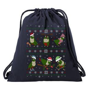 Funny Parrot Doodle Green Cheeked Conure Ugly Christmas Gift Drawstring Bag