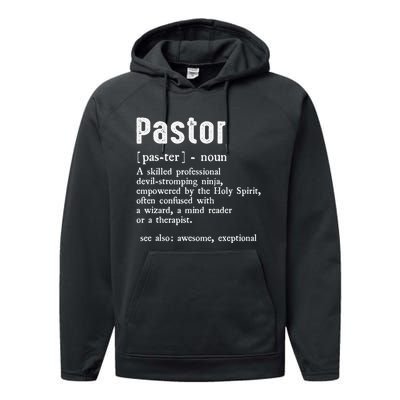 Funny Pastor Definition Gift Christian Preachers Performance Fleece Hoodie