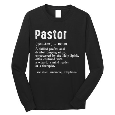 Funny Pastor Definition Gift Christian Preachers Long Sleeve Shirt