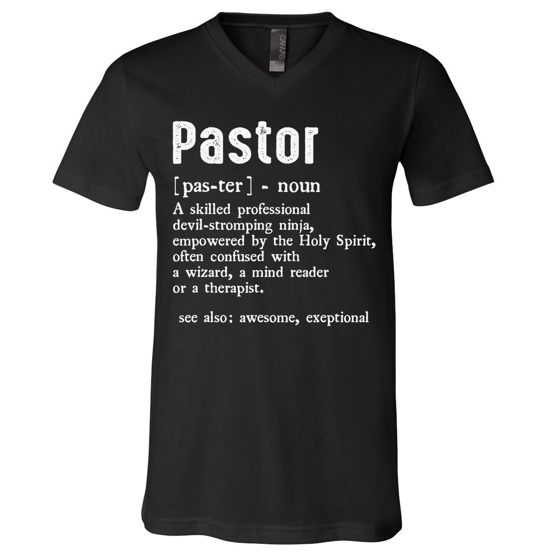 Funny Pastor Definition Gift Christian Preachers V-Neck T-Shirt