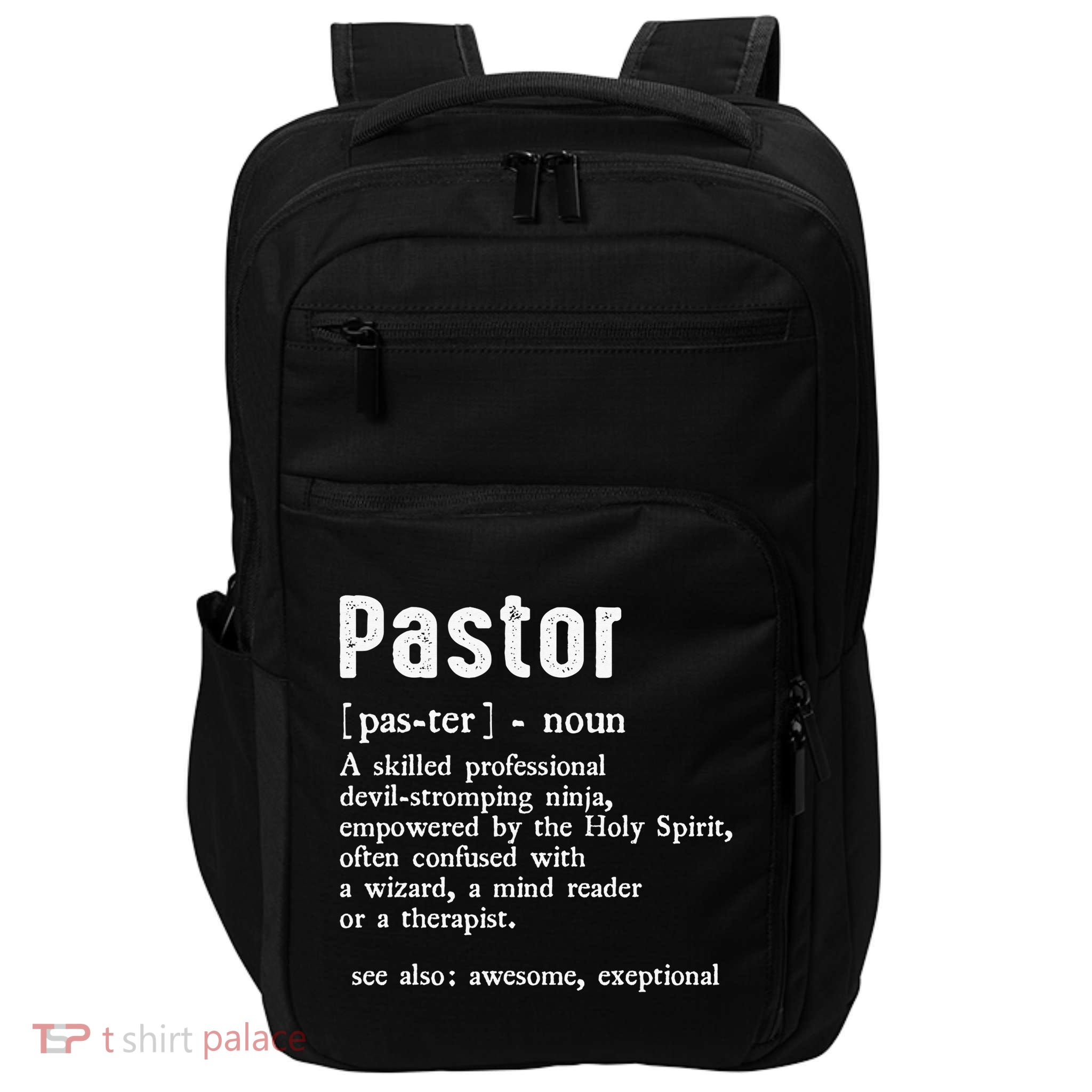 Funny Pastor Definition Gift Christian Preachers Impact Tech Backpack