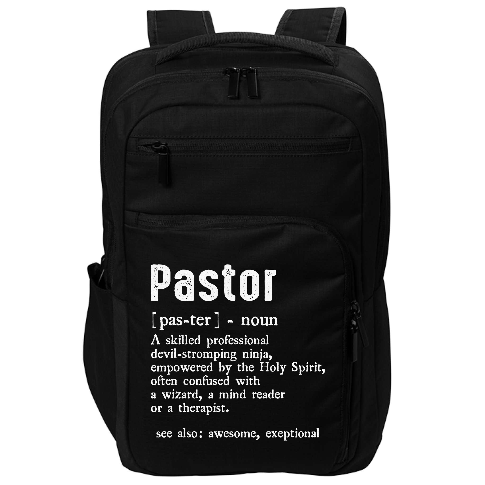 Funny Pastor Definition Gift Christian Preachers Impact Tech Backpack