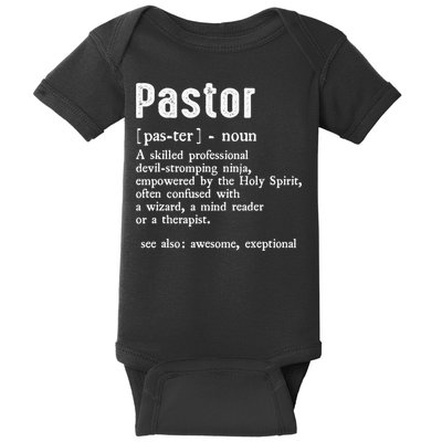 Funny Pastor Definition Gift Christian Preachers Baby Bodysuit