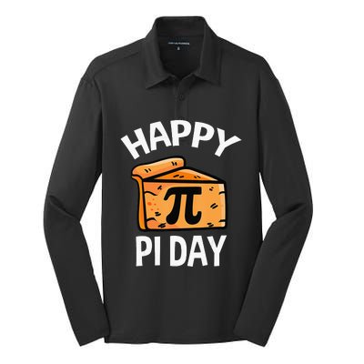 funny Pi Day Digits of Pi Rainbow 3.14 Math Teacher Silk Touch Performance Long Sleeve Polo