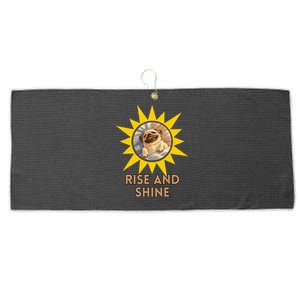 Funny Pug Dog Rise And Shine Large Microfiber Waffle Golf Towel