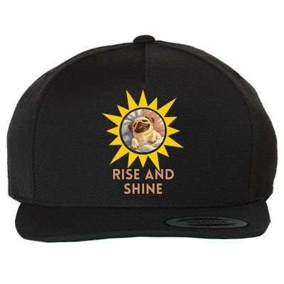 Funny Pug Dog Rise And Shine Wool Snapback Cap