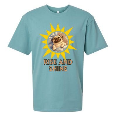 Funny Pug Dog Rise And Shine Sueded Cloud Jersey T-Shirt