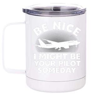 Funny Pilot Design Aviation Airplane Pilot 12 oz Stainless Steel Tumbler Cup