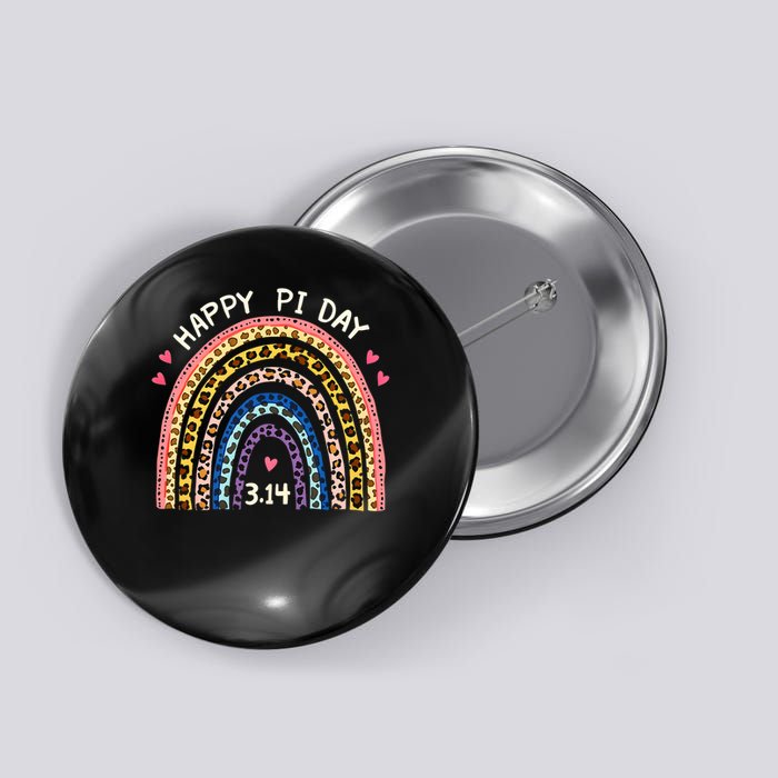 Funny Pi Day Math Teacher Pi Day Geek Nerd Leopard Rainbow Button