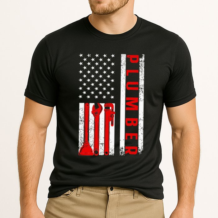 Funny Plumbing Design For  Master Plumber Handyman Cooling Performance Crew T-Shirt