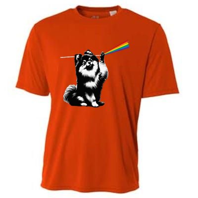 Funny Pomeranian Dog Rock Music Rainbow Fun Dark Side Moon Cooling Performance Crew T-Shirt