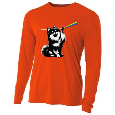 Funny Pomeranian Dog Rock Music Rainbow Fun Dark Side Moon Cooling Performance Long Sleeve Crew