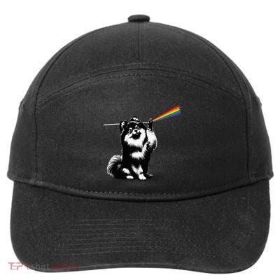 Funny Pomeranian Dog Rock Music Rainbow Fun Dark Side Moon 7-Panel Snapback Hat