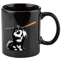 Funny Pomeranian Dog Rock Music Rainbow Fun Dark Side Moon 11oz C Handle Ceramic Mug