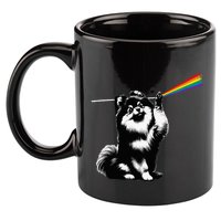 Funny Pomeranian Dog Rock Music Rainbow Fun Dark Side Moon 11oz C Handle Ceramic Mug
