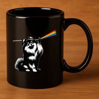 Funny Pomeranian Dog Rock Music Rainbow Fun Dark Side Moon 11oz C Handle Ceramic Mug