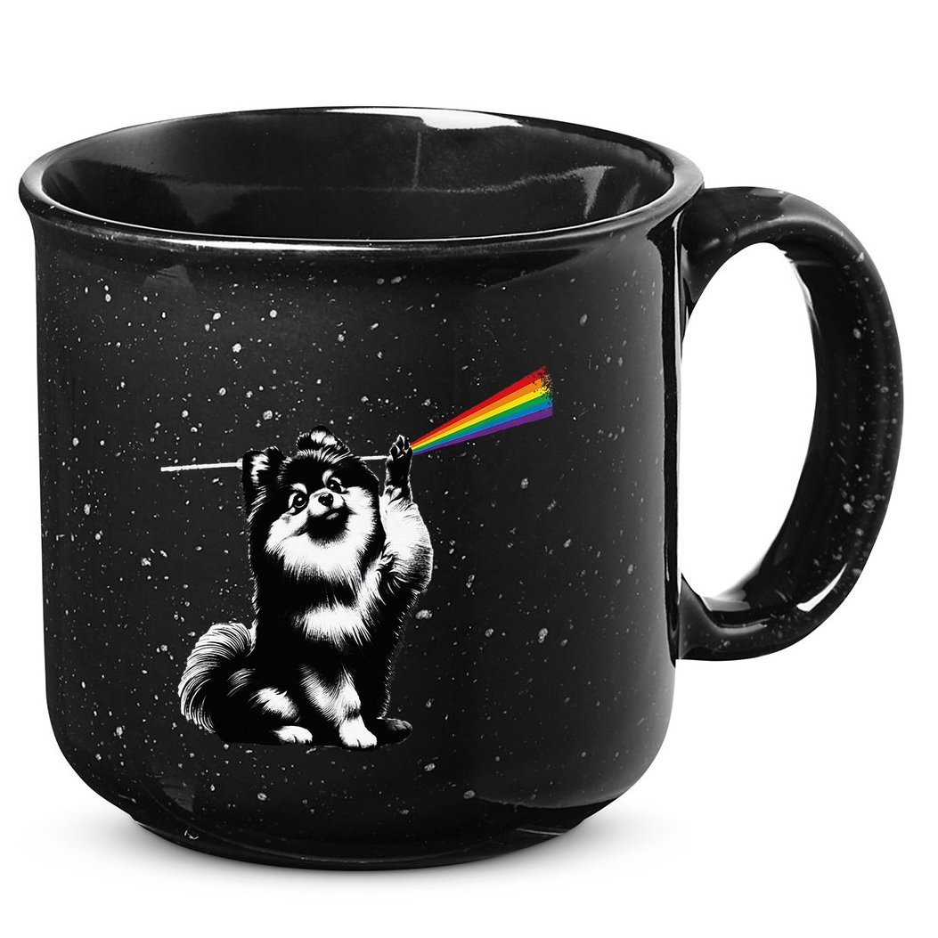 Funny Pomeranian Dog Rock Music Rainbow Fun Dark Side Moon 15oz Campfire Ceramic Mug