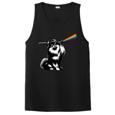 Funny Pomeranian Dog Rock Music Rainbow Fun Dark Side Moon PosiCharge Competitor Tank