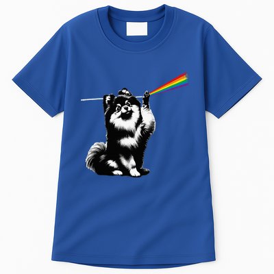 Funny Pomeranian Dog Rock Music Rainbow Fun Dark Side Moon Tall T-Shirt