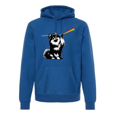 Funny Pomeranian Dog Rock Music Rainbow Fun Dark Side Moon Premium Hoodie