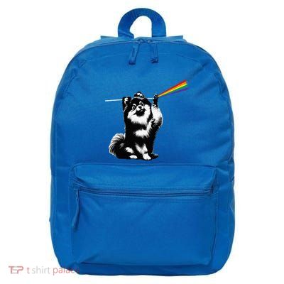 Funny Pomeranian Dog Rock Music Rainbow Fun Dark Side Moon 16 in Basic Backpack