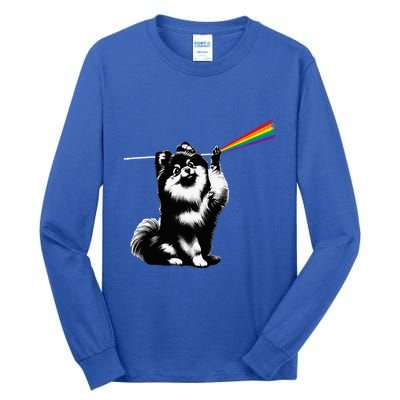 Funny Pomeranian Dog Rock Music Rainbow Fun Dark Side Moon Tall Long Sleeve T-Shirt