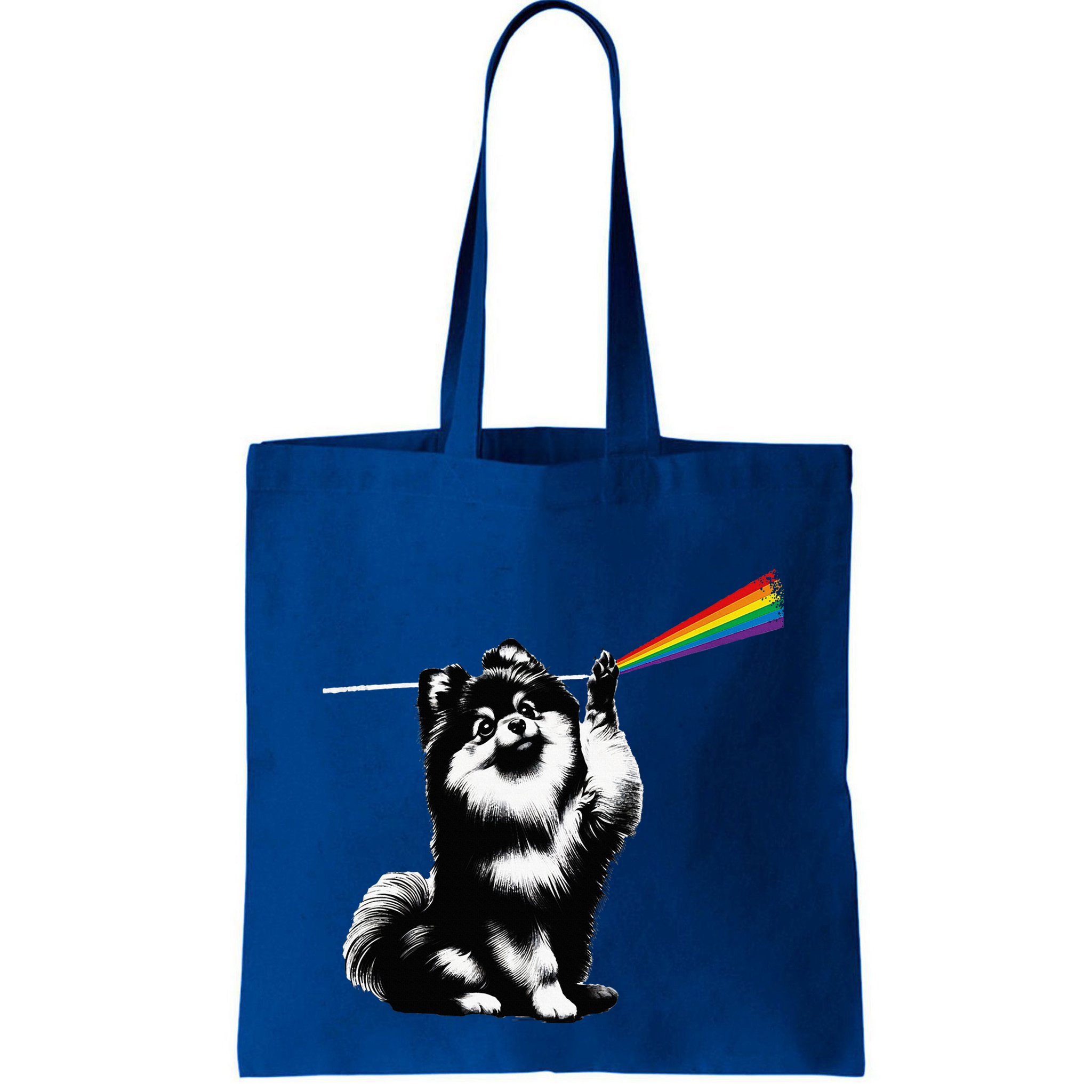 Funny Pomeranian Dog Rock Music Rainbow Fun Dark Side Moon Bag