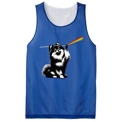 Funny Pomeranian Dog Rock Music Rainbow Fun Dark Side Moon Mesh Reversible Basketball Jersey Tank