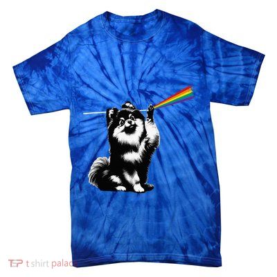 Funny Pomeranian Dog Rock Music Rainbow Fun Dark Side Moon Tie-Dye T-Shirt