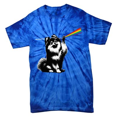 Funny Pomeranian Dog Rock Music Rainbow Fun Dark Side Moon Tie-Dye T-Shirt