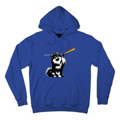 Funny Pomeranian Dog Rock Music Rainbow Fun Dark Side Moon Tall Hoodie