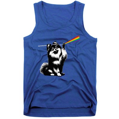 Funny Pomeranian Dog Rock Music Rainbow Fun Dark Side Moon Tank Top