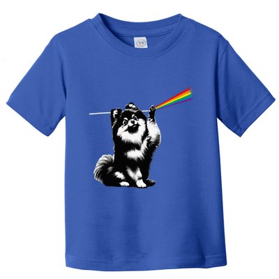 Funny Pomeranian Dog Rock Music Rainbow Fun Dark Side Moon Toddler T-Shirt