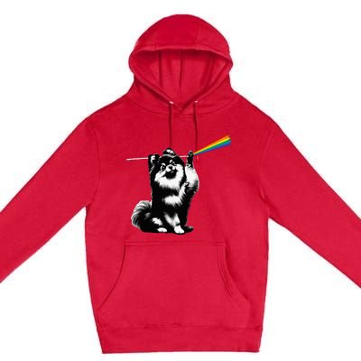 Funny Pomeranian Dog Rock Music Rainbow Fun Dark Side Moon Premium Pullover Hoodie