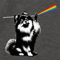 Funny Pomeranian Dog Rock Music Rainbow Fun Dark Side Moon Vector Backpack