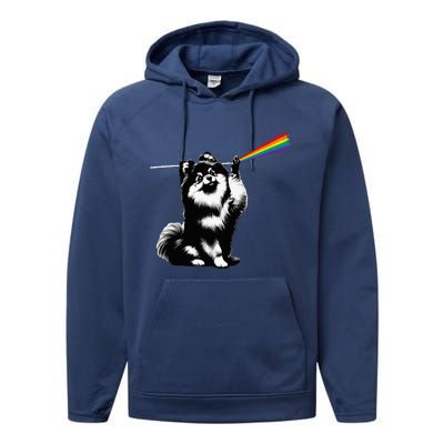 Funny Pomeranian Dog Rock Music Rainbow Fun Dark Side Moon Performance Fleece Hoodie