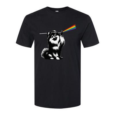 Funny Pomeranian Dog Rock Music Rainbow Fun Dark Side Moon Softstyle CVC T-Shirt