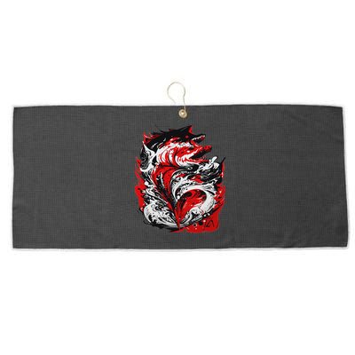 Fishing Power Dynamics Of Nature Jumping Salmon Angler Large Microfiber Waffle Golf Towel
