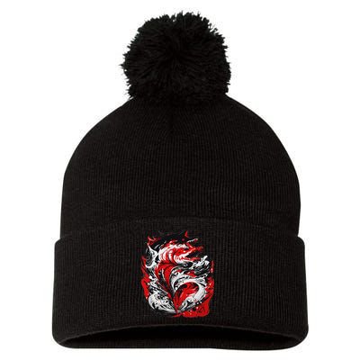 Fishing Power Dynamics Of Nature Jumping Salmon Angler Pom Pom 12in Knit Beanie