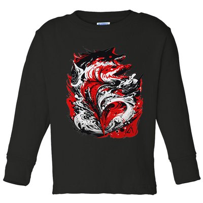 Fishing Power Dynamics Of Nature Jumping Salmon Angler Toddler Long Sleeve Shirt